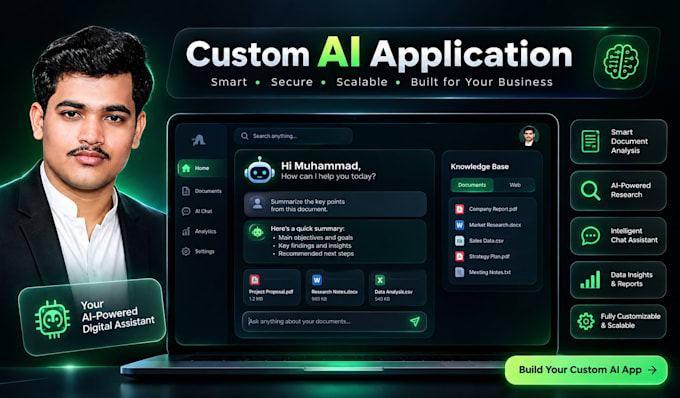 build a custom ai application, ai agent, chatbot and rag solution