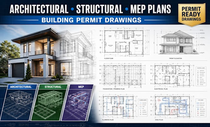 design architectural, structural and mep plans for building permits