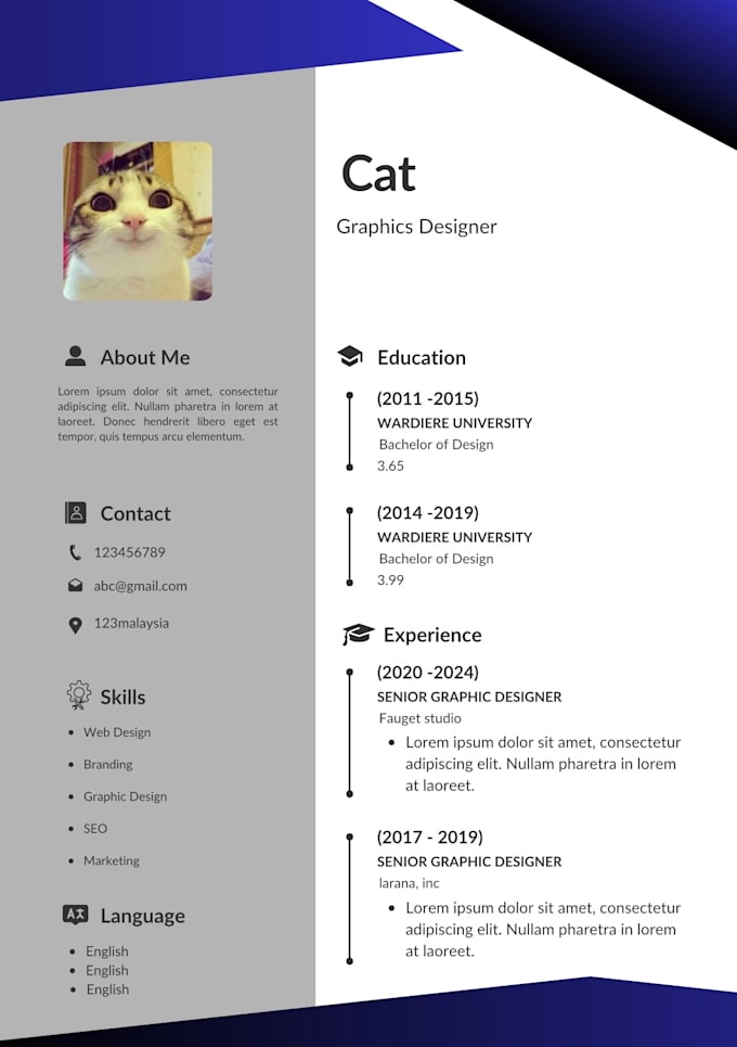 design a professional resume CV template in canva