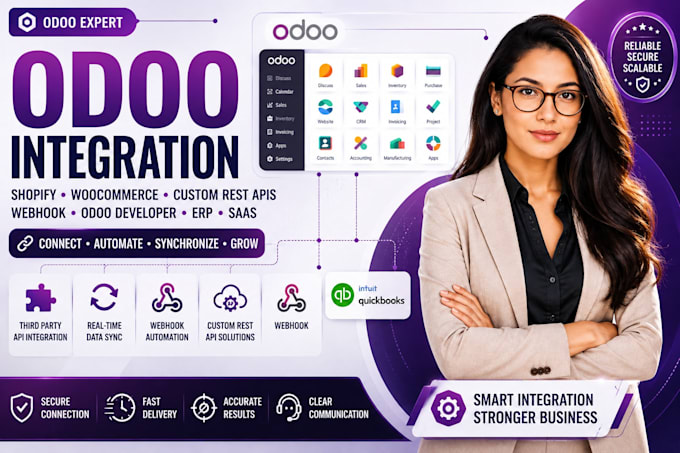 odoo integration shopify woocommerce custom rest apis webhook odoo developer erp