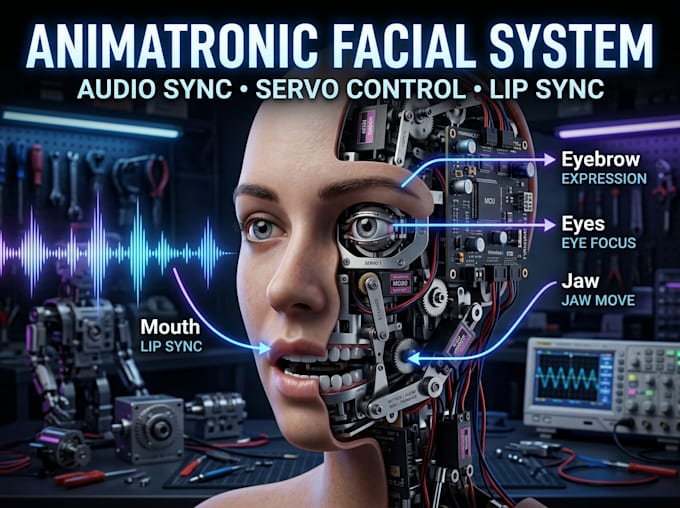 do an audio synchronized animatronic facial animation system with servo control