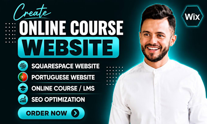 create wix website squarespace portuguese website online course lms website seo