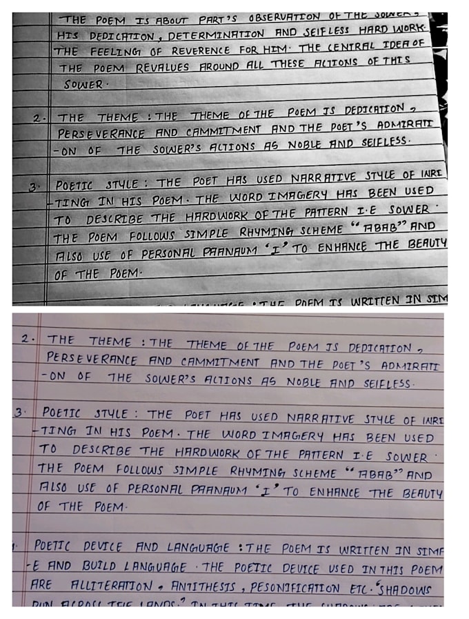 write assignment and notes