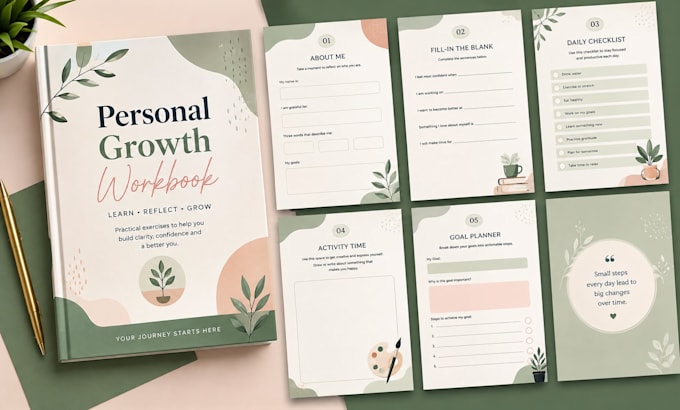 design an editable workbook, fillable PDF, and educational workbook