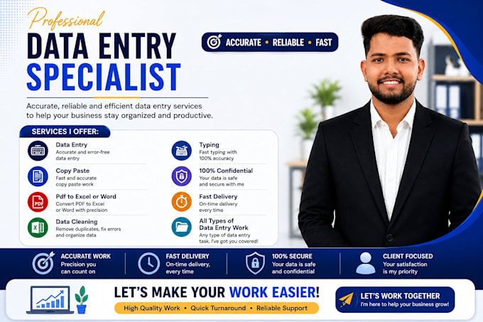 provide error free data entry, data cleaning, formating, and data conversion