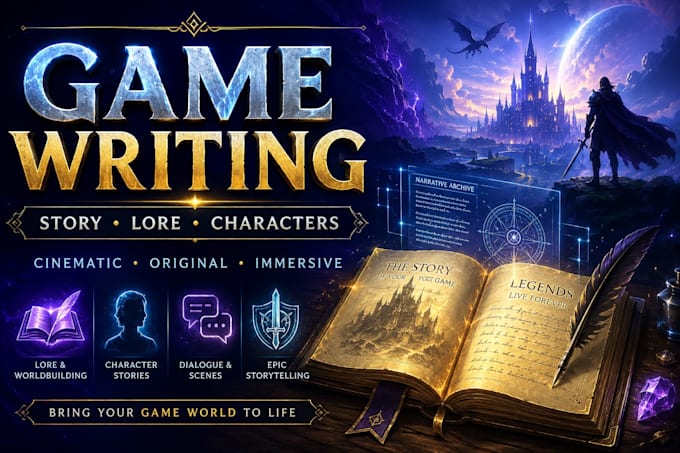 craft professional game writing, lore, character stories and worldbuilding