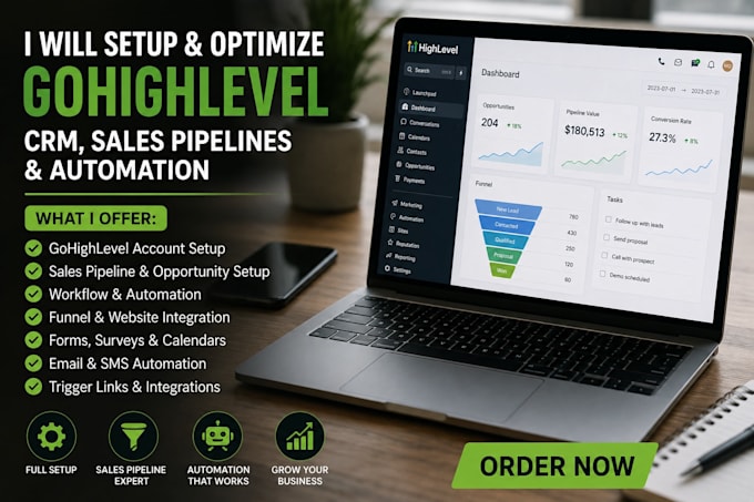 setup gohighlevel CRM sales pipeline and automation