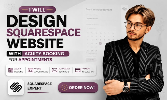 design squarespace website with aucity booking for appointments