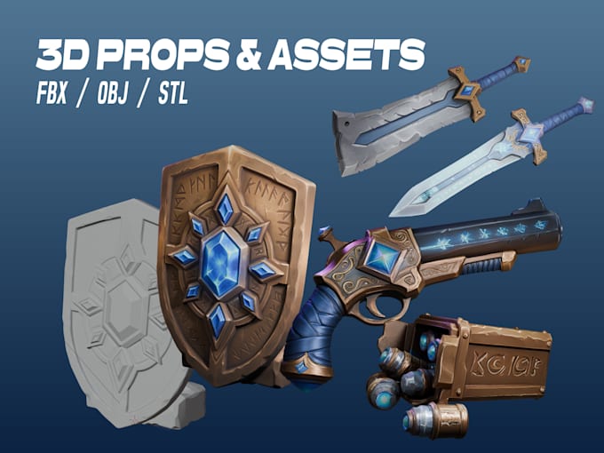 create 3d props and objects for games and 3d printing