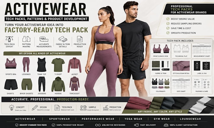 create factory ready activewear collection tech packs