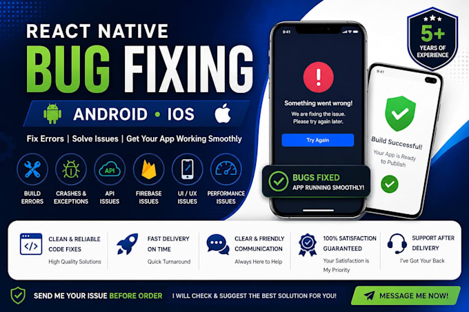fix react native android and ios bugs, errors and issues