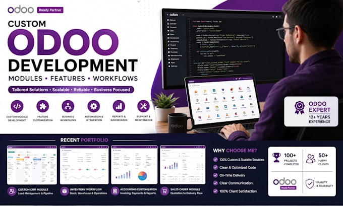 develop custom odoo modules, features and business workflows