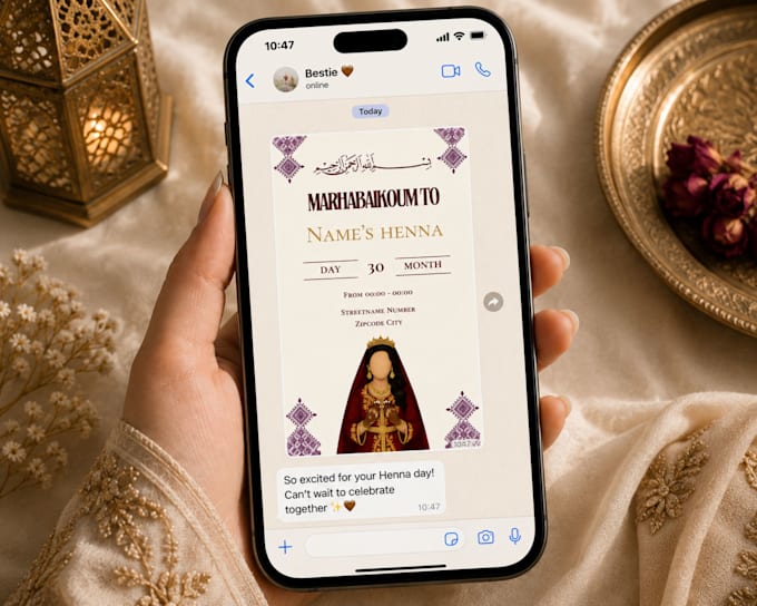 design an elegant digital wedding, henna or event invitation