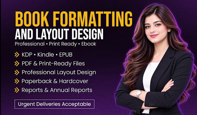 do book formatting and layout design, ebook formatting, report and pdf