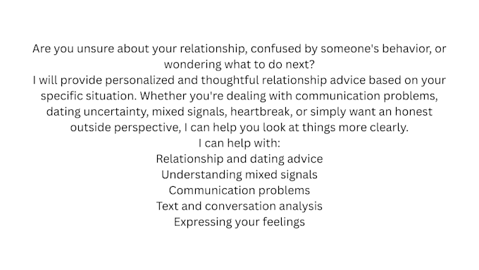 give personalized relationship advice