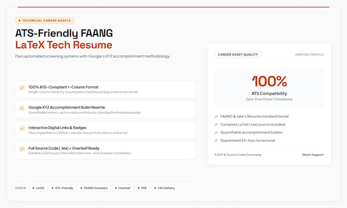 create or convert your tech resume into ats optimized faang latex