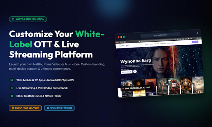 setup customize your white label ott live streaming platform