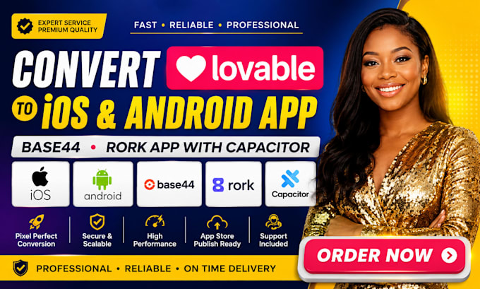convert lovable to ios android app base44ti ios publish rork app with capacitor