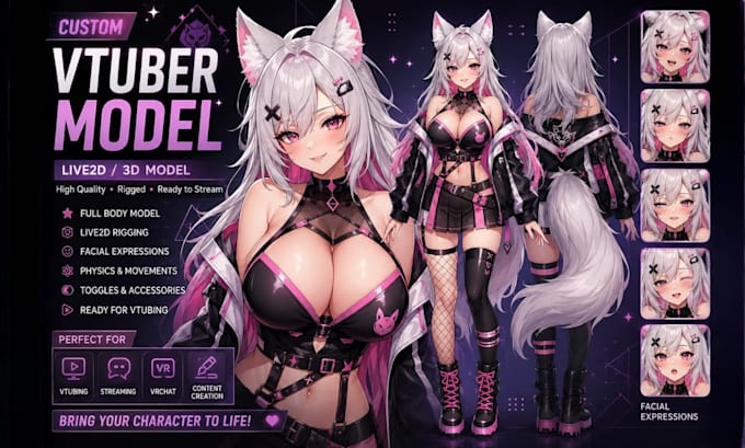 create live2d vtuber model and rig vtuber avatar vtuber model commission