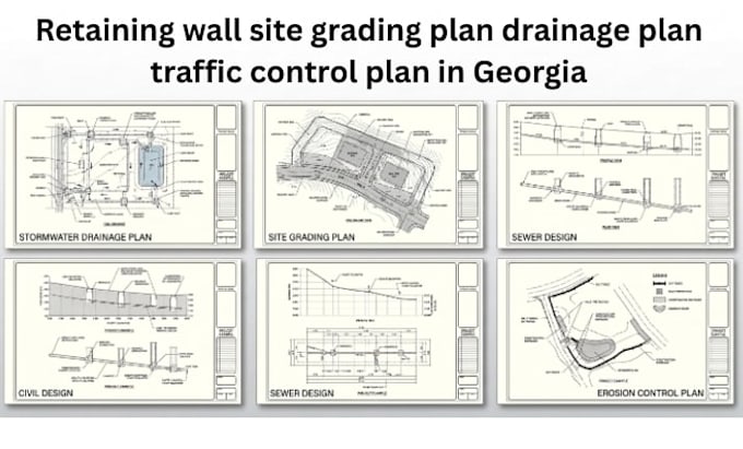 retaining wall site grading plan drainage plan traffic control plan in georgia
