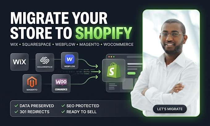 migrate wix squarespace webflow magento woocommerce to shopify migration