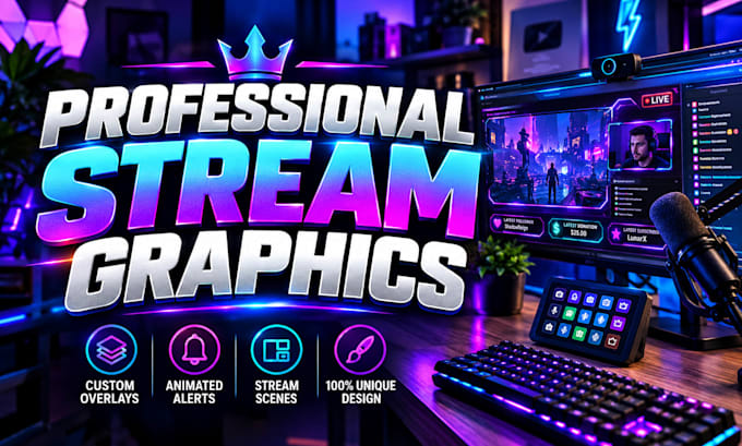 create professional stream graphics overlays, scene and alerts for creators