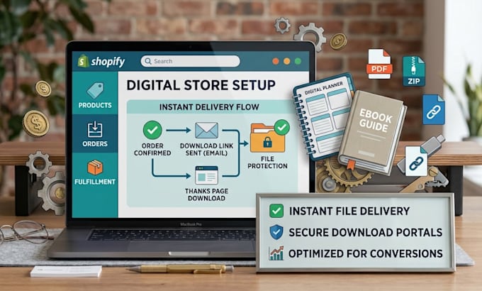 create shopify digital download store for ebook and digital planner
