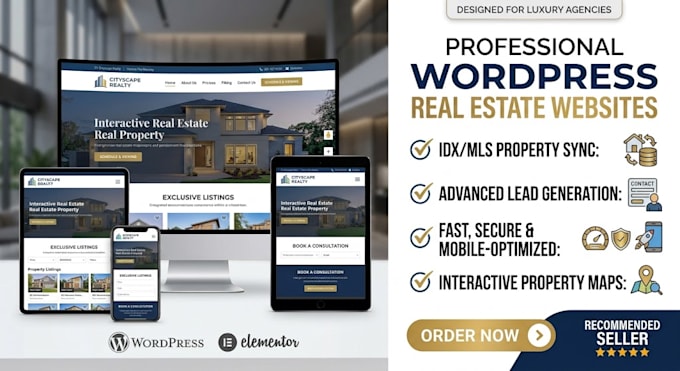 design a modern real estate wordpress website with idx mls integration