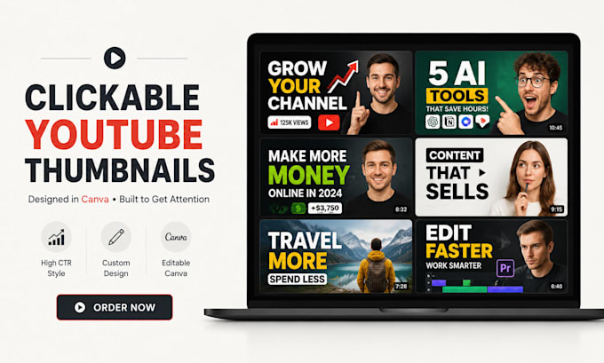 create clickable canva youtube thumbnails, canva thumbnail design, canva pro