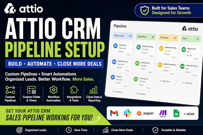 setup attio crm sales pipeline workflow automation, lead magement