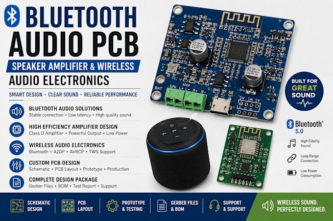 design bluetooth audio pcb speaker amplifier and wireless audio electronics