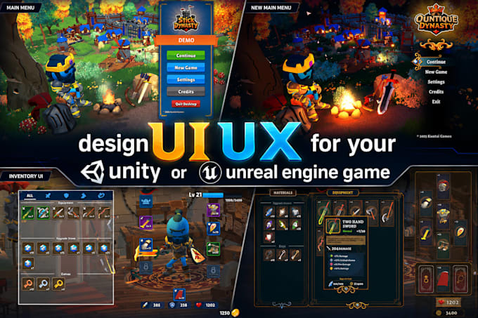design UI UX for your unity or unreal engine game