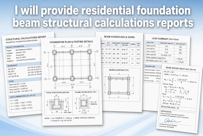 residential foundation beam structural calculations reports