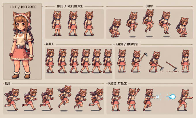 create custom pixel art sprite sheet for your 2d pixel art pixel animation