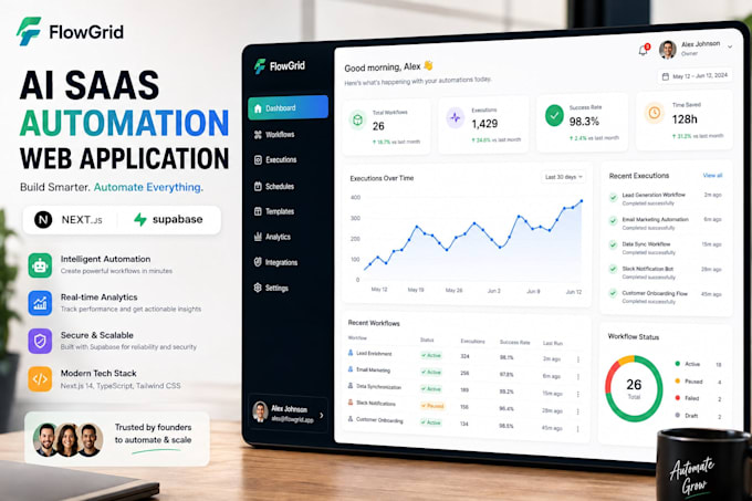 create ai saas web application automation tool using nextjs and supabase