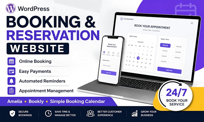 wordpress amelia booking website, wp bookly, simple booking calendar website