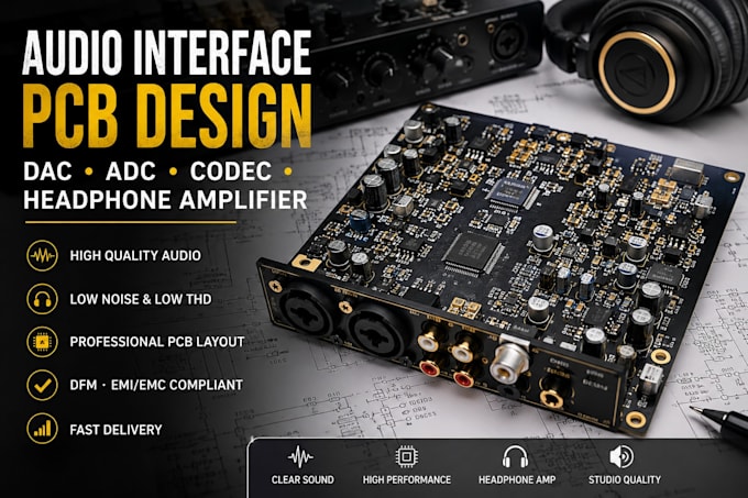 design audio interface dac adc codec and headphone amplifier pcb