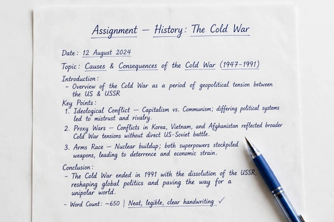 do neat handwriting for notes, assignments and letters