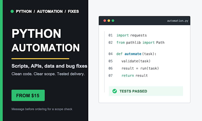 build python automation scripts or fix bugs