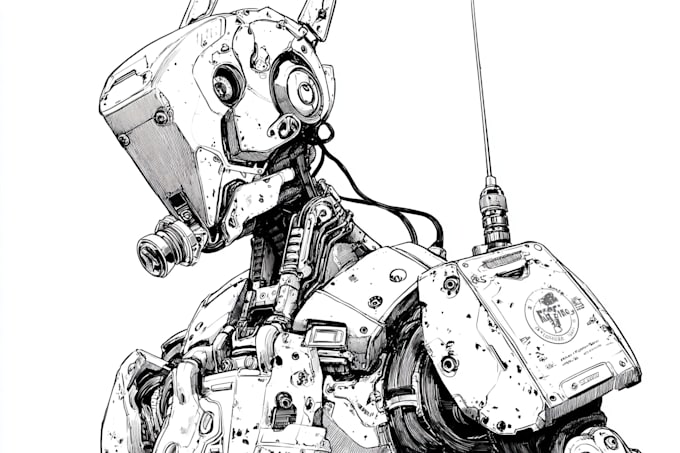 draw mecha robot armor character concept for you