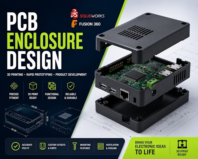 custom pcb enclosure for 3d printing rapid prototyping and product development