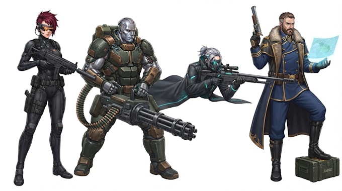 make military character design or military themed illustration
