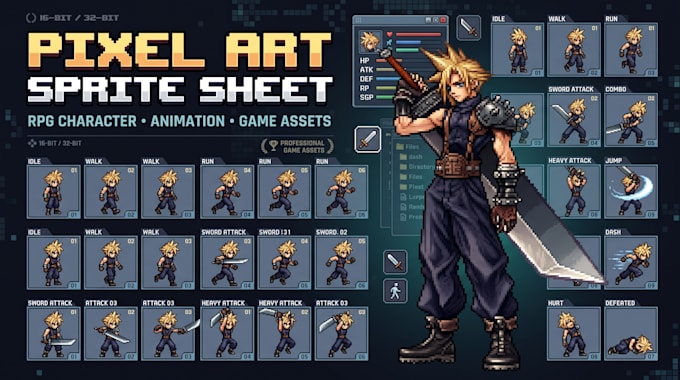 create pixel sprite sheet animation