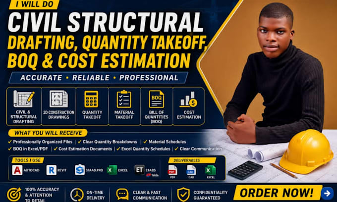 do civil structural drafting, quantity takeoff, boq