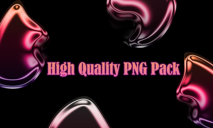 create custom 3d liquid chrome shapes and png asset pack