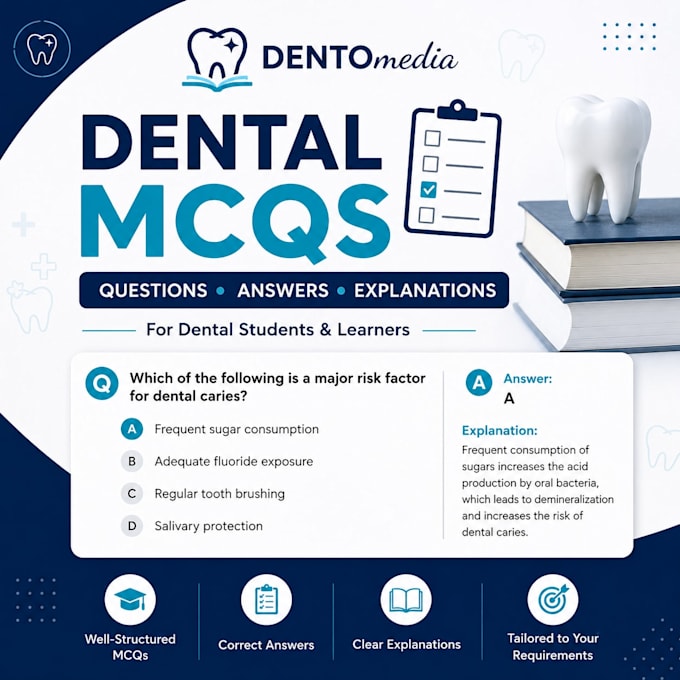 create high quality dental mcqs with answers and explanation