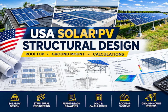 deliver rooftop ground mount solar pv structural design calculations