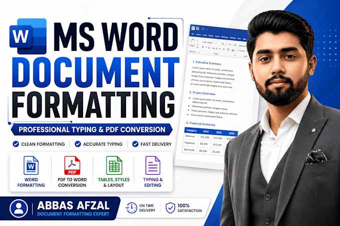 do professional ms word typing formatting and PDF conversion