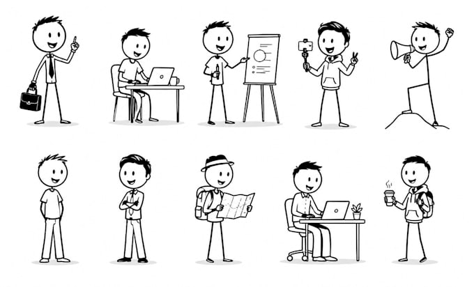 draw custom stick figures and stickman in any style