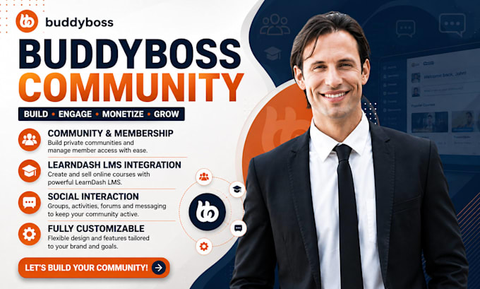 build wordpress buddypress community, membership and learndash lms website
